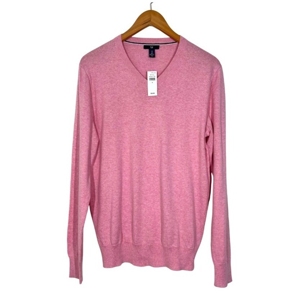 Gap Mens Pink V-Neck‎ Sweater 100% Cotton Heathered Knit Sz S NEW Classic Basic